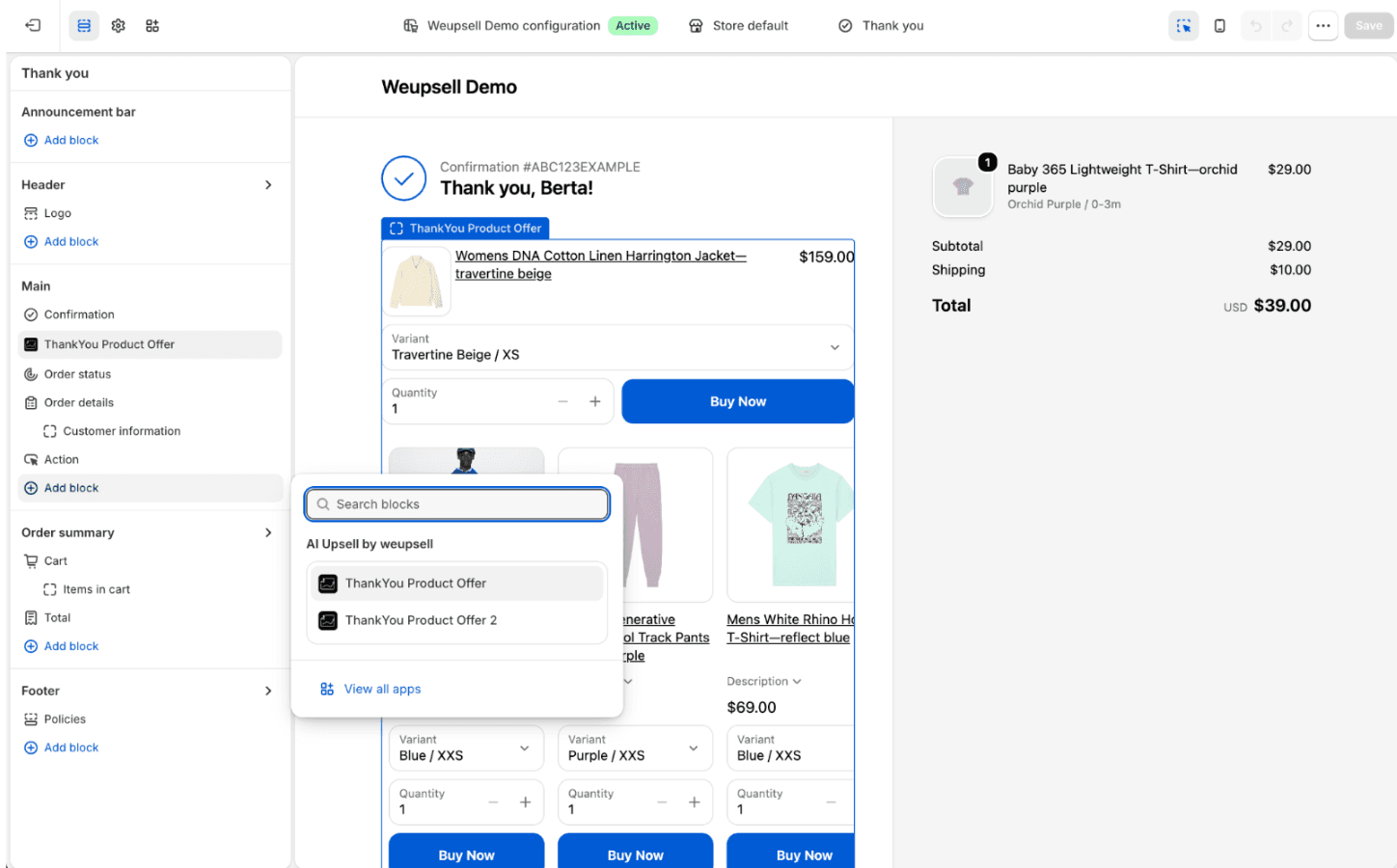 Step 6: Add the WeUpsell App Block
