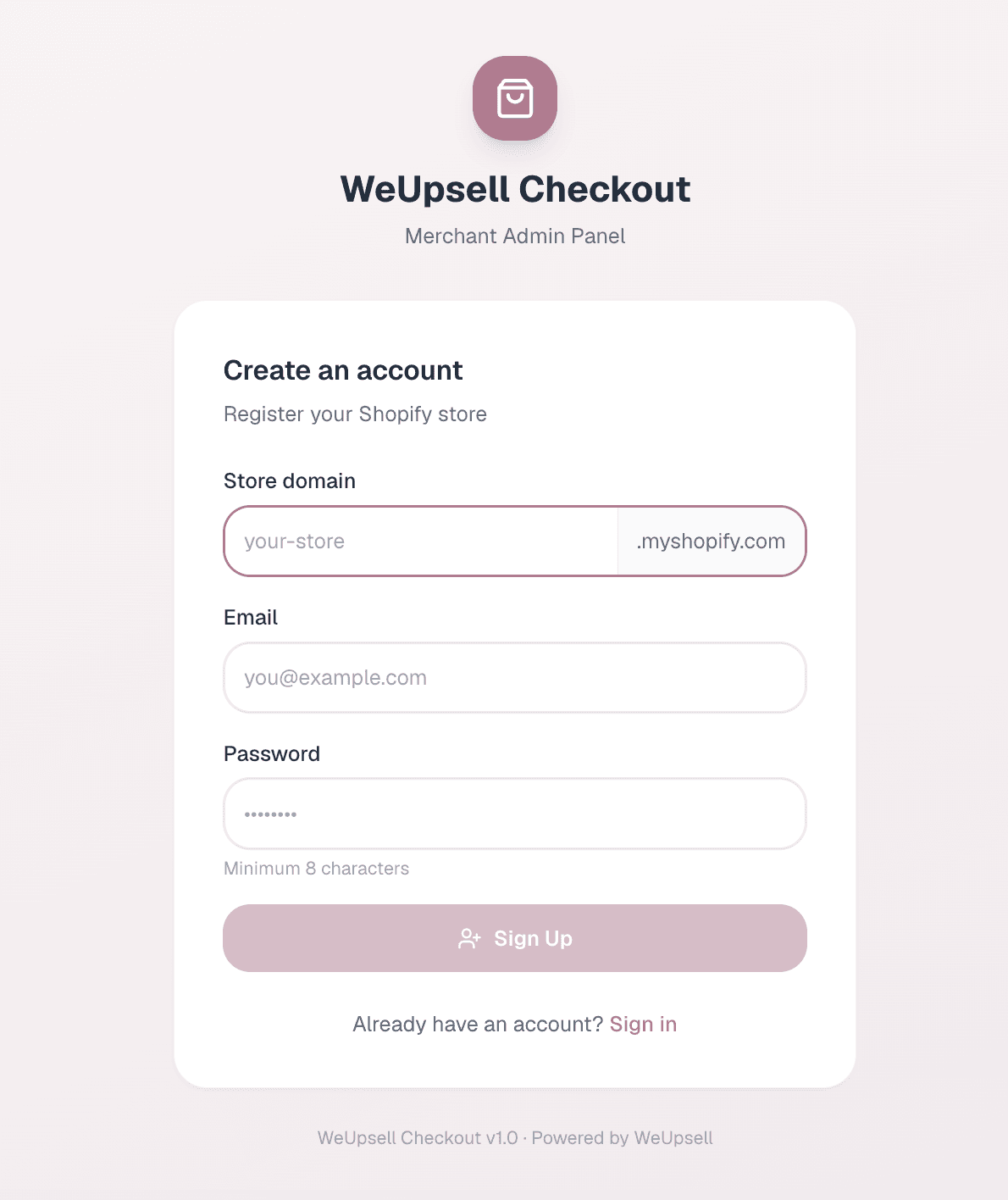 Step 1: Create your WeUpsell Checkout account